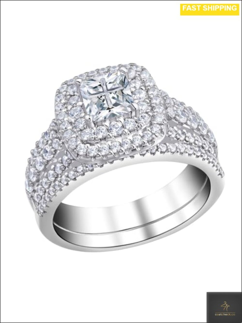 Princess Cut Cubic Zirconia Bridal Ring Set for Women